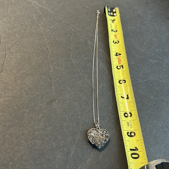 925  SILVER NECKLASE  WITH A HEART  WITH MARCASITES    HEARTH OPEN - Picture 3 of 15